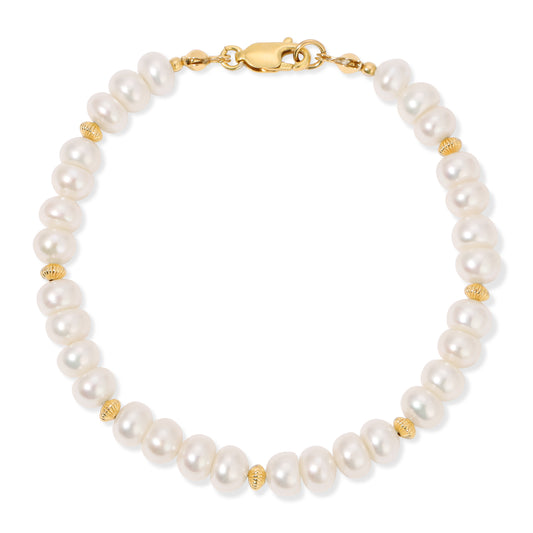 Pearl bracelet with gold details in 14KT Goldfilled.
