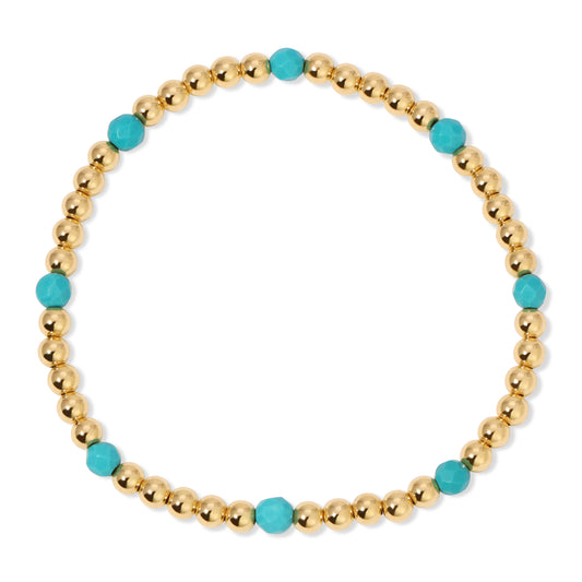 The Elsa Gold ball and Turquoise bracelet in 14KT Gold filled