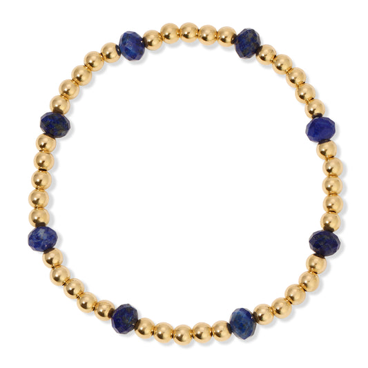 Gold ball and Lapis Lazuli bracelet in 14KT Gold filled.