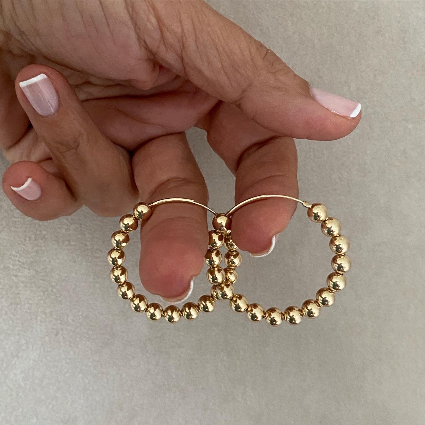 Capri 1.5โ endless hoops with 5mm balls in 14KT Gold filled