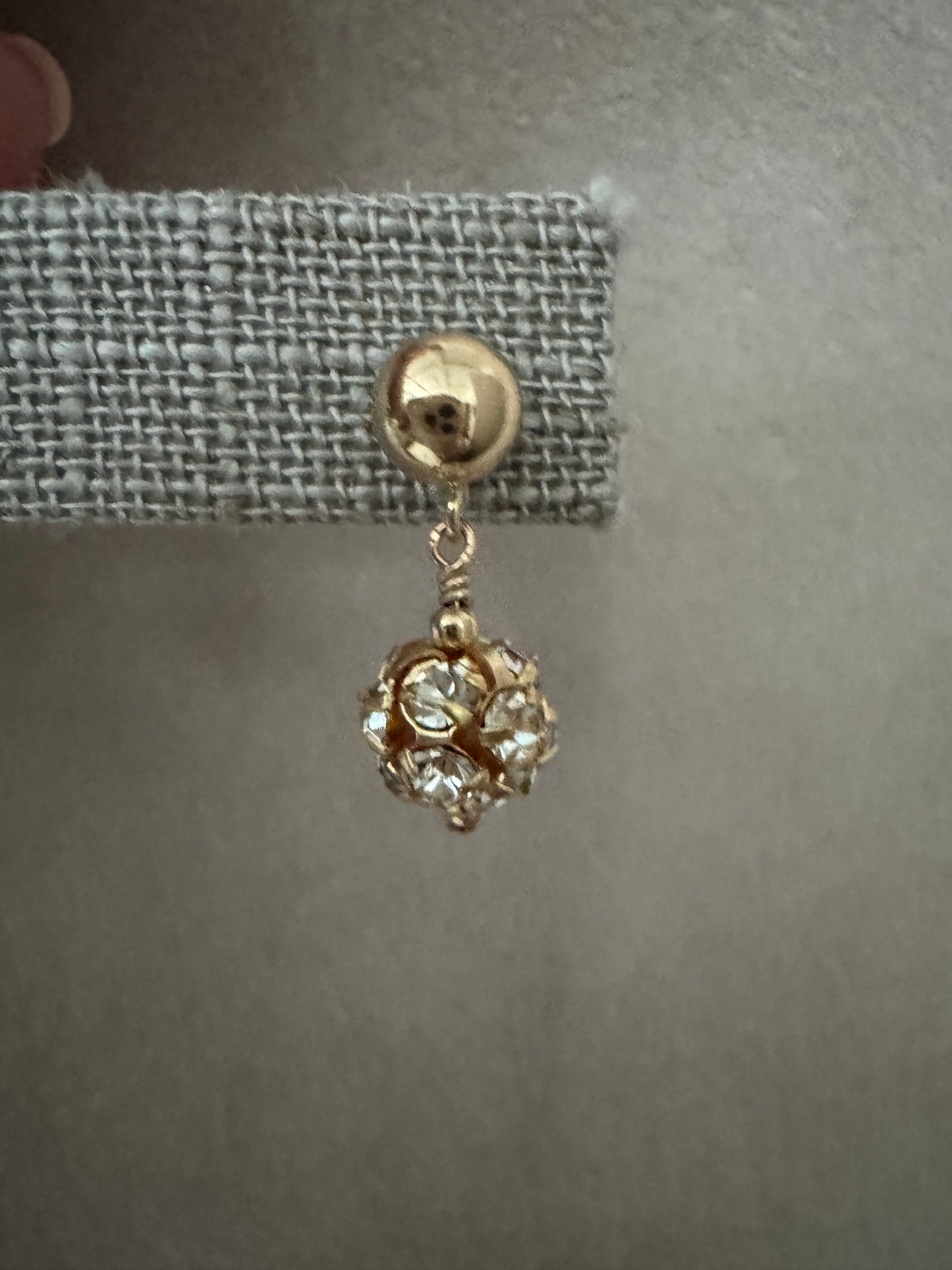 The Lisa gold & crystal ball drop earrings in 14KT Gold filled.
