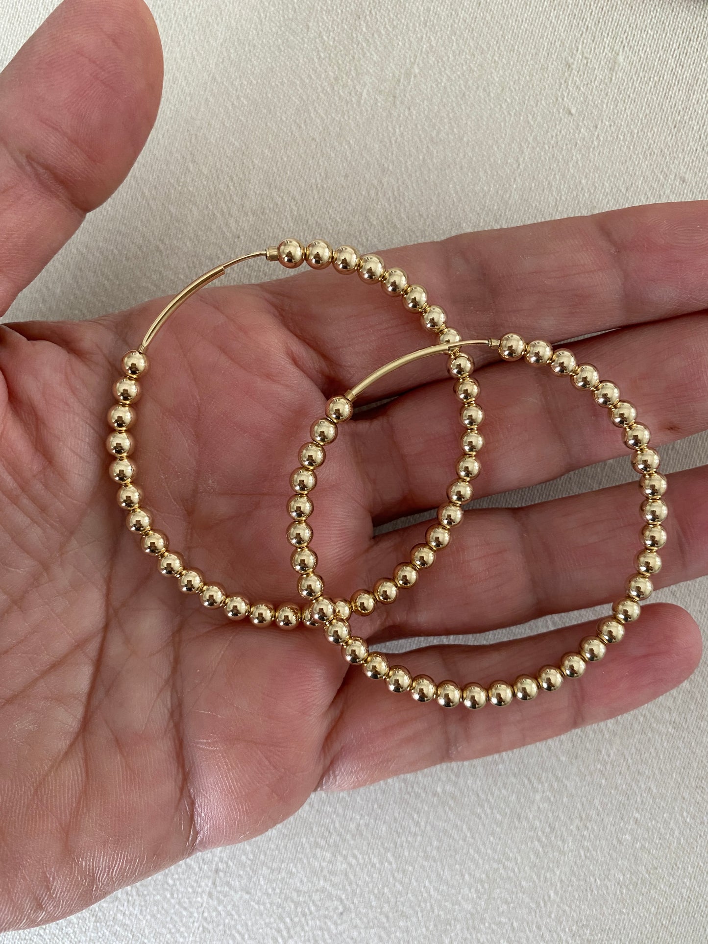 Capri 2β endless hoops with 4mm balls in 14KT Gold filled