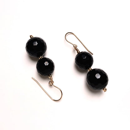 Double Onyx ball drop earrings in 14KT Gold filled