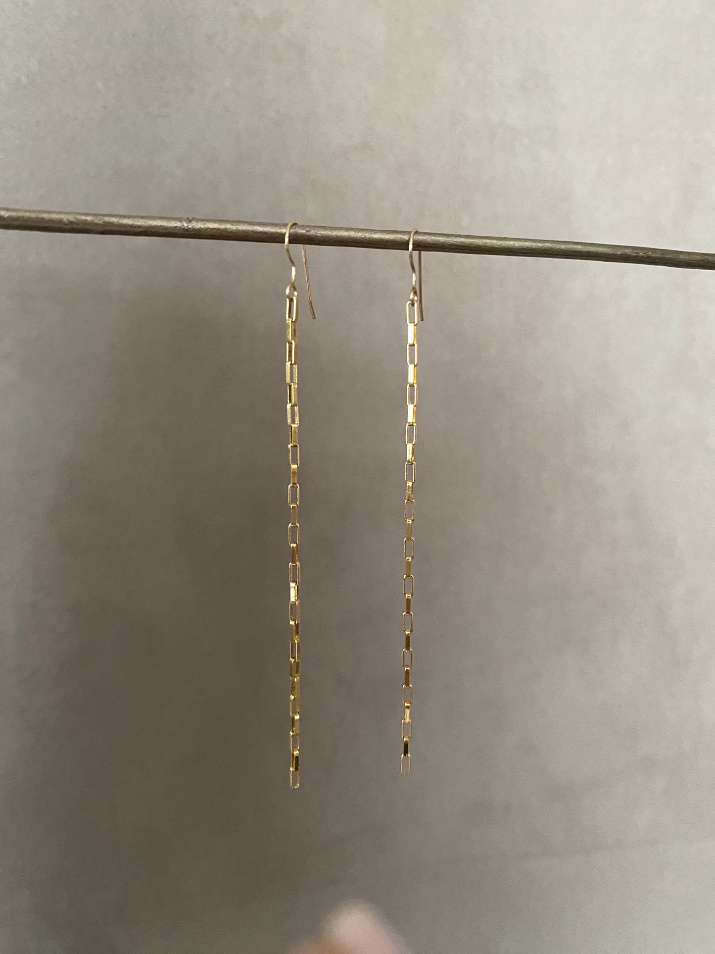 Marilyn 4β slinky long drop earrings in 14KT Gold filled.