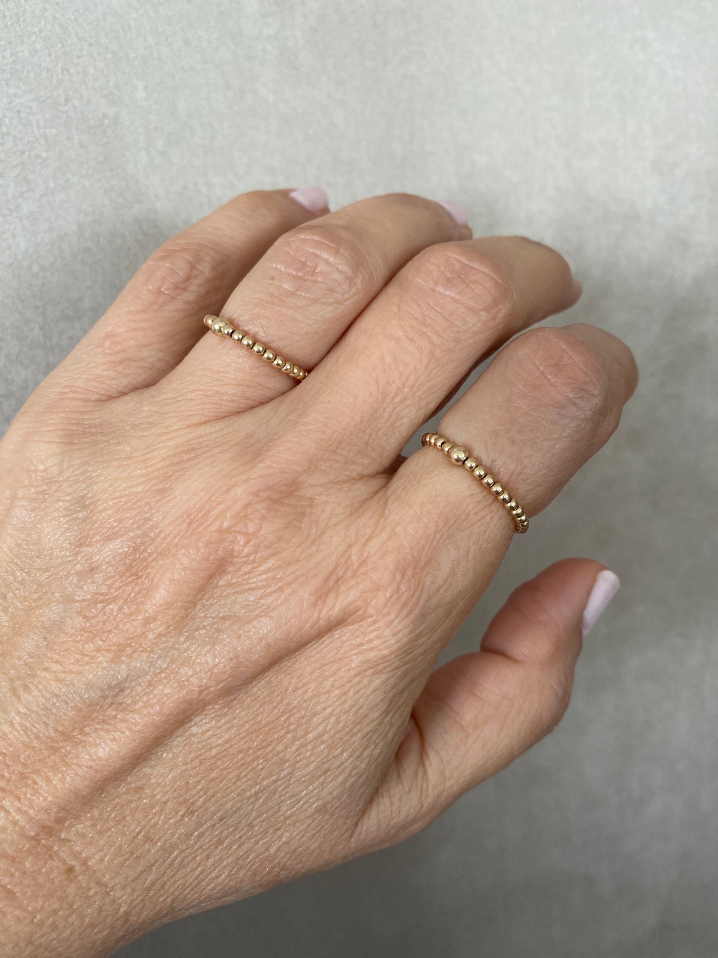 Capri Gold ball stacking rings in 14KT Gold filled.