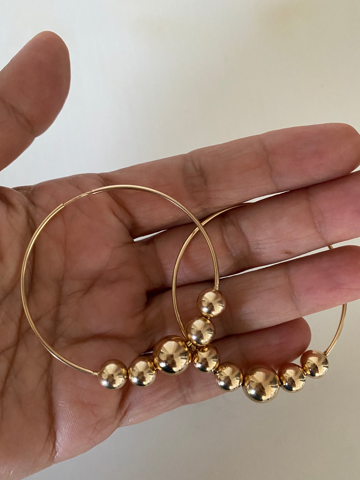 Capri 2" endless hoops with 5 large beads in 14KT Gold filled