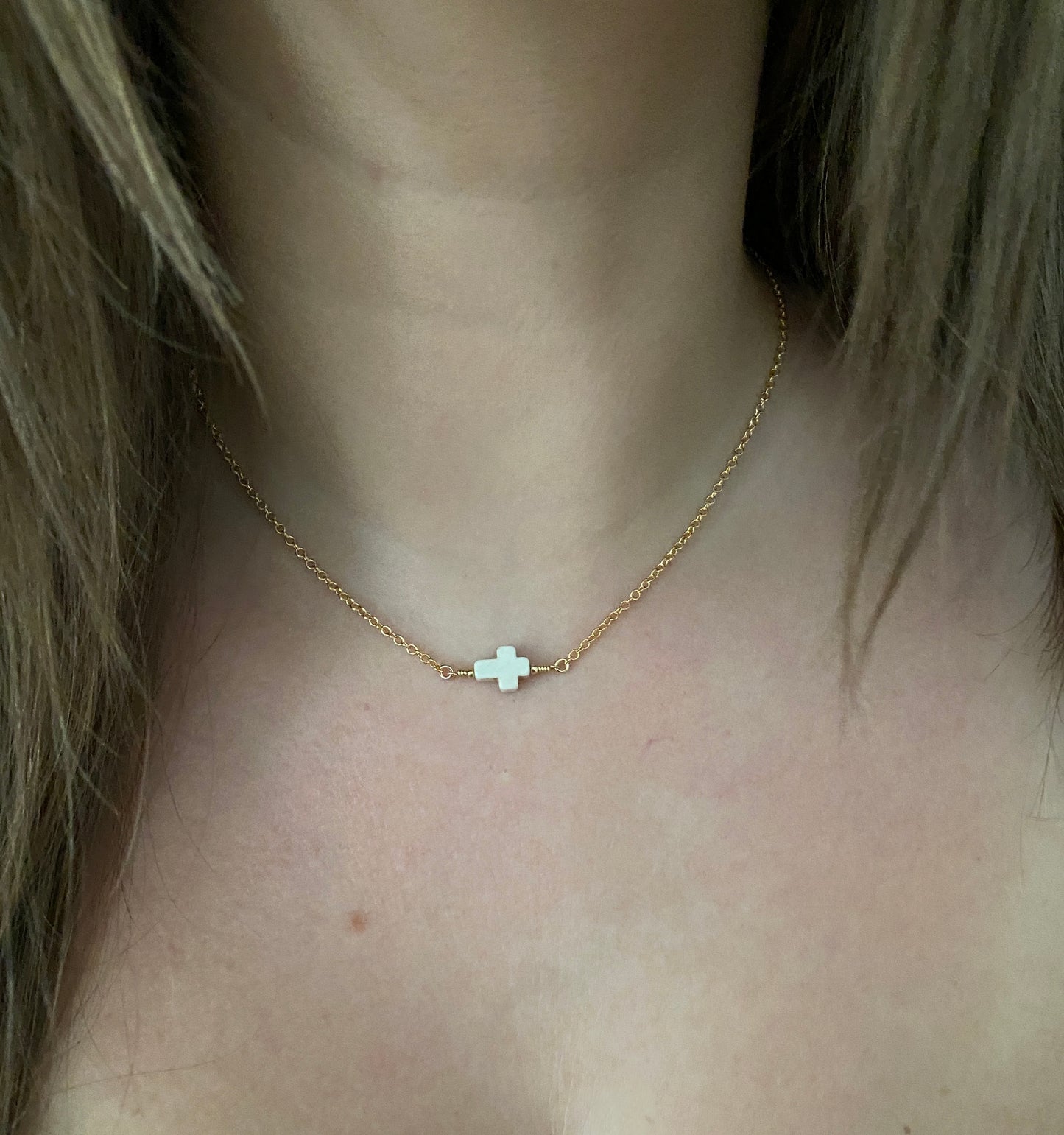 Geovanna Cross necklace in 14KT Goldfilled.