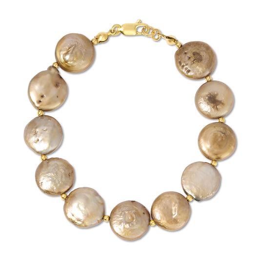 Perola disc pearl bracelet in 14KT Goldfilled.