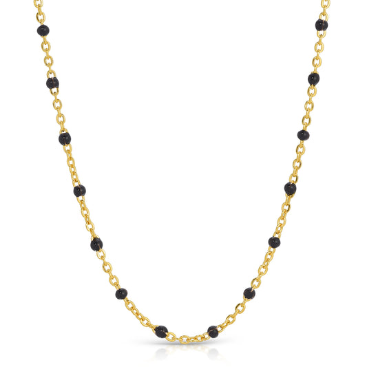 The Fiji necklace in Black and 14KT Gold filled.
