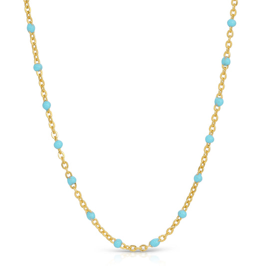 The Fiji necklace in Turquoise and 14KT Gold filled.