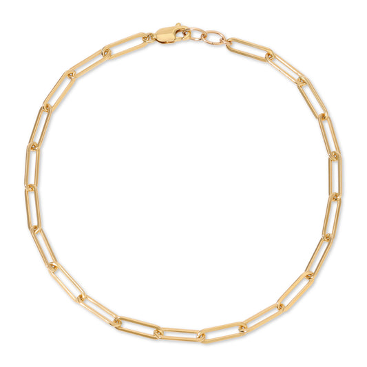 The Remy paperclip link anklet in 14KT Goldfilled