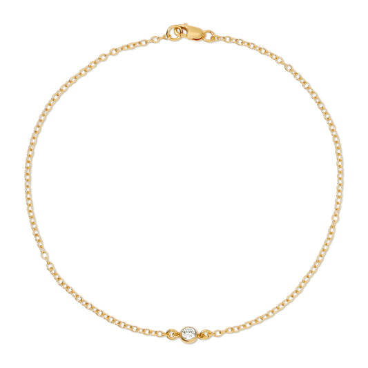 The Giada anklet in cz and 14KT Goldfilled