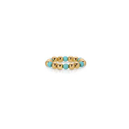 Elsa rings with gold balls and Turquoise beads in 14KT Gold filled.