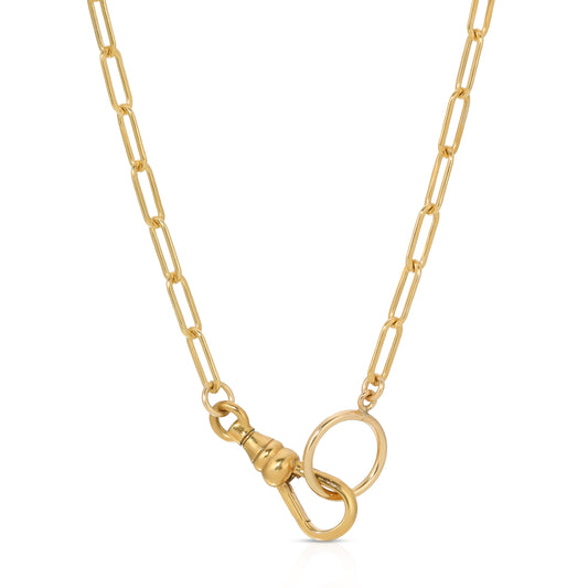 Swivel lock paperclip link chain necklace in 14KT Gold filled.