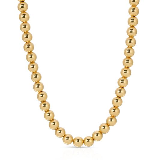 Palermo necklace in 5mm Gold beads on chain in 14KT Goldfilled.