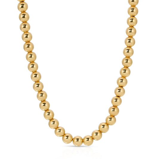 Palermo necklace in 5mm Gold beads on chain in 14KT Goldfilled.