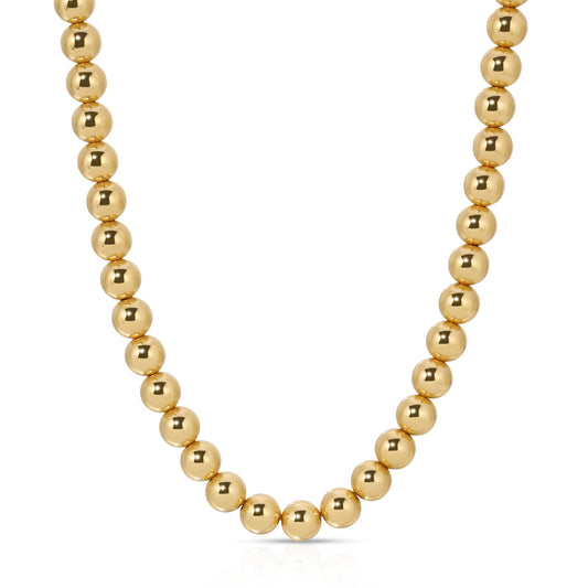 Palermo necklace in 6mm Gold beads on chain in 14KT Goldfilled.