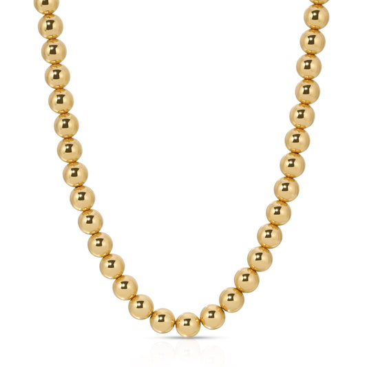 Palermo necklace in 6mm Gold beads on chain in 14KT Goldfilled.