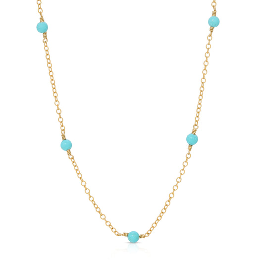 Isabella necklace with Turquoise beads in 14KT Goldfilled.