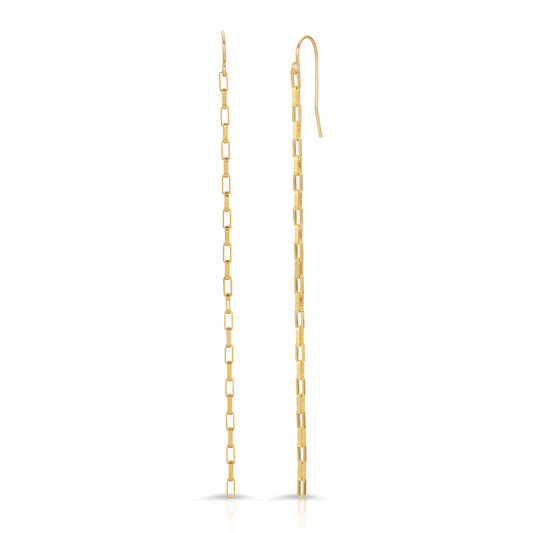 Marilyn 4” slinky long drop earrings in 14KT Gold filled.