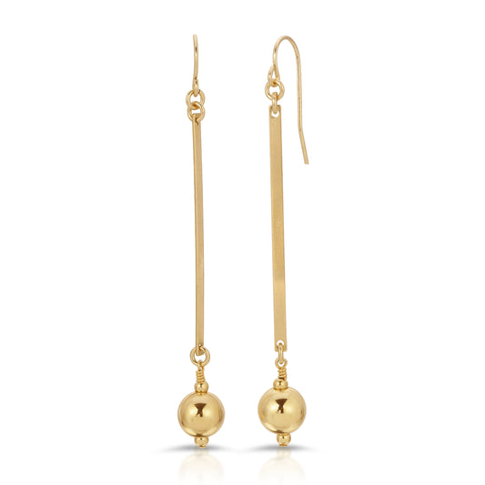 Palermo bar drop 8mm ball drop earring in 14kT Gold filled