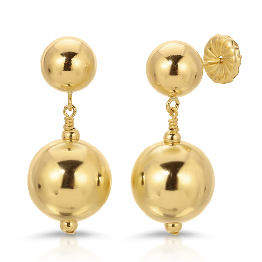 Palermo Double Ball drop earrings in 14Kt Gold filled.