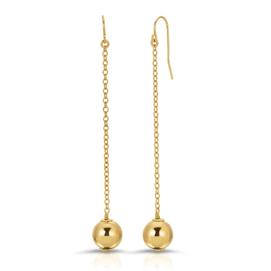 Palermo 10mm gold ball drop earrings in 14KT Gold filled.