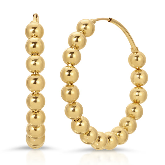 Capri 1.5” endless hoops with 5mm balls in 14KT Gold filled
