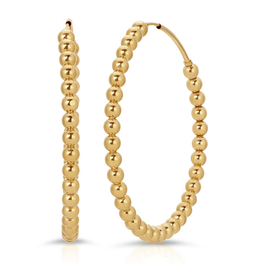 Capri 2” endless hoops with 4mm balls in 14KT Gold filled