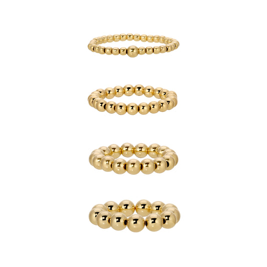 Capri Gold ball stacking rings in 14KT Gold filled.