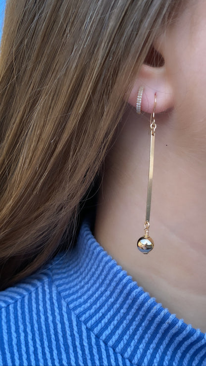 Palermo bar drop 8mm ball drop earring in 14kT Gold filled