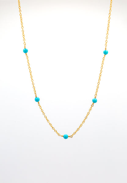 Isabella necklace with Turquoise beads in 14KT Goldfilled.