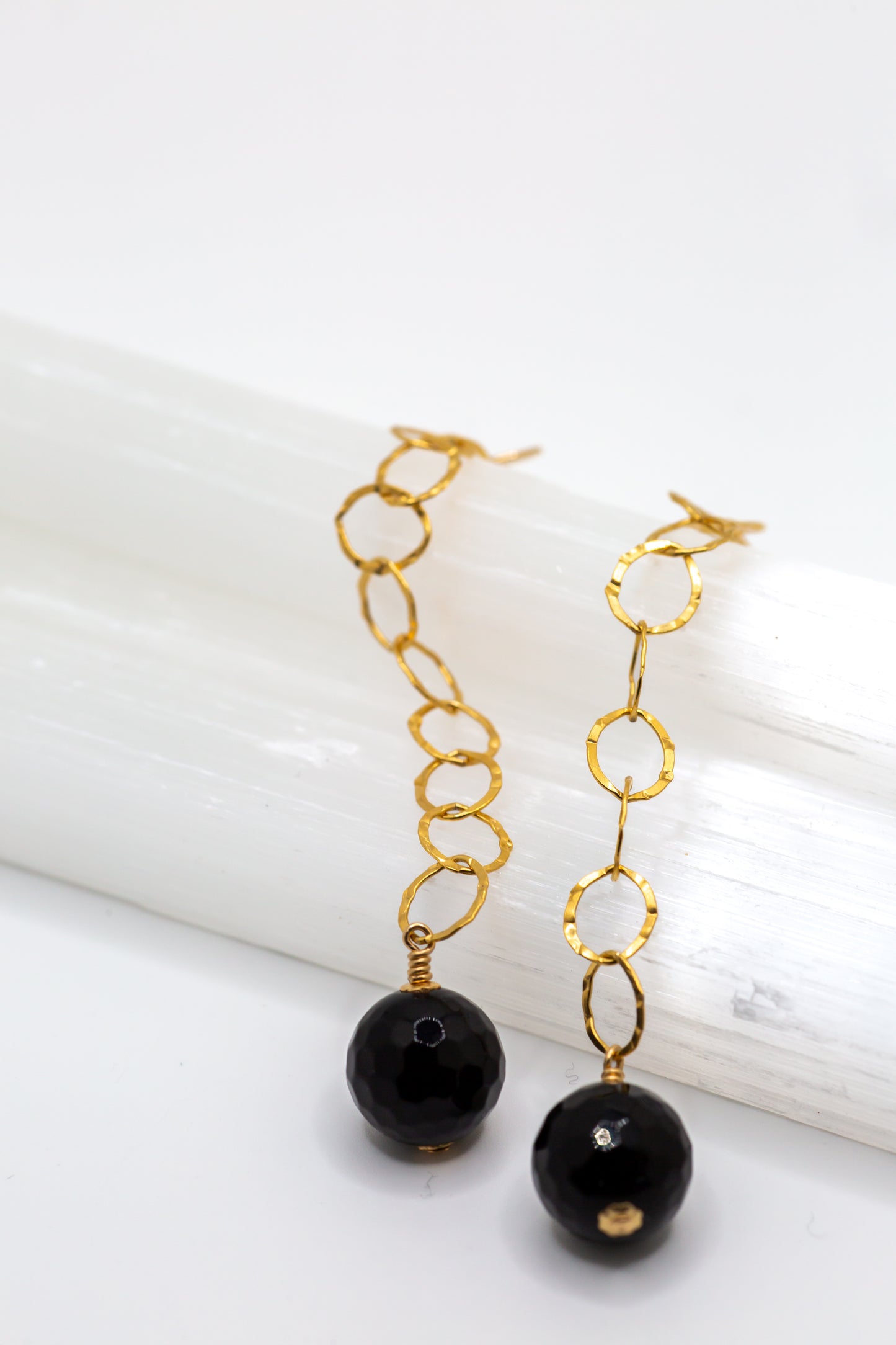 Valentina Onyx drop earrings in 14KT Gold filled.