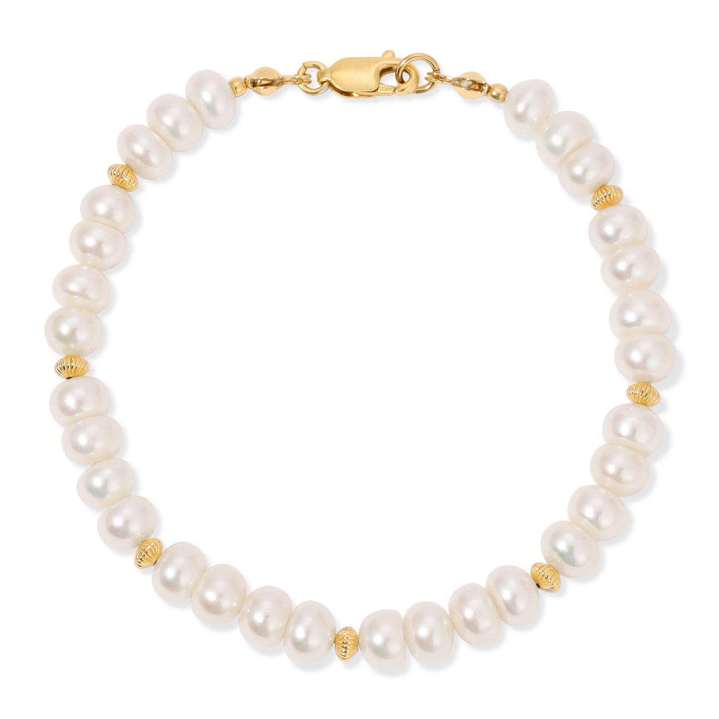 Pearl bracelet with gold details in 14KT Goldfilled.