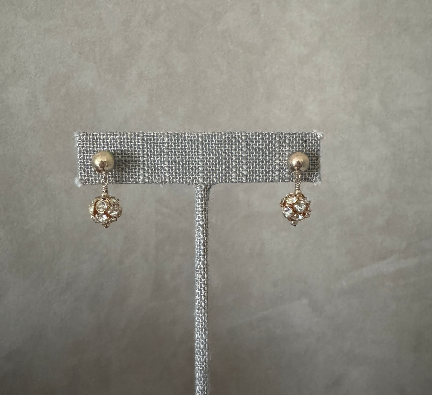 The Lisa gold & crystal ball drop earrings in 14KT Gold filled.