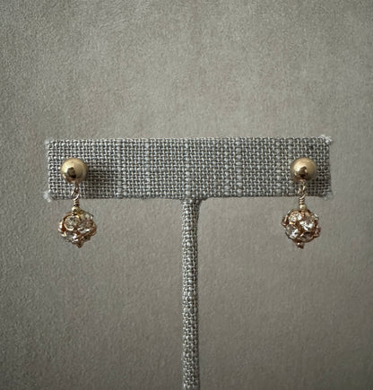 The Lisa gold & crystal ball drop earrings in 14KT Gold filled.