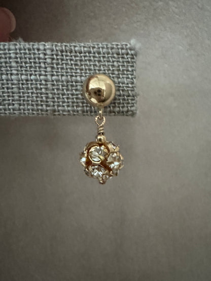 The Lisa gold & crystal ball drop earrings in 14KT Gold filled.