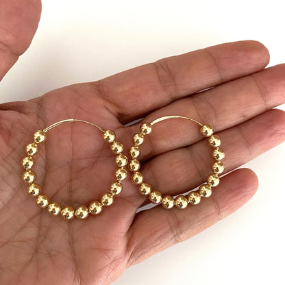 Capri 1.5” endless hoops with 5mm balls in 14KT Gold filled