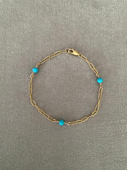 Andrea turquoise bracelet in 14KT Goldfilled.