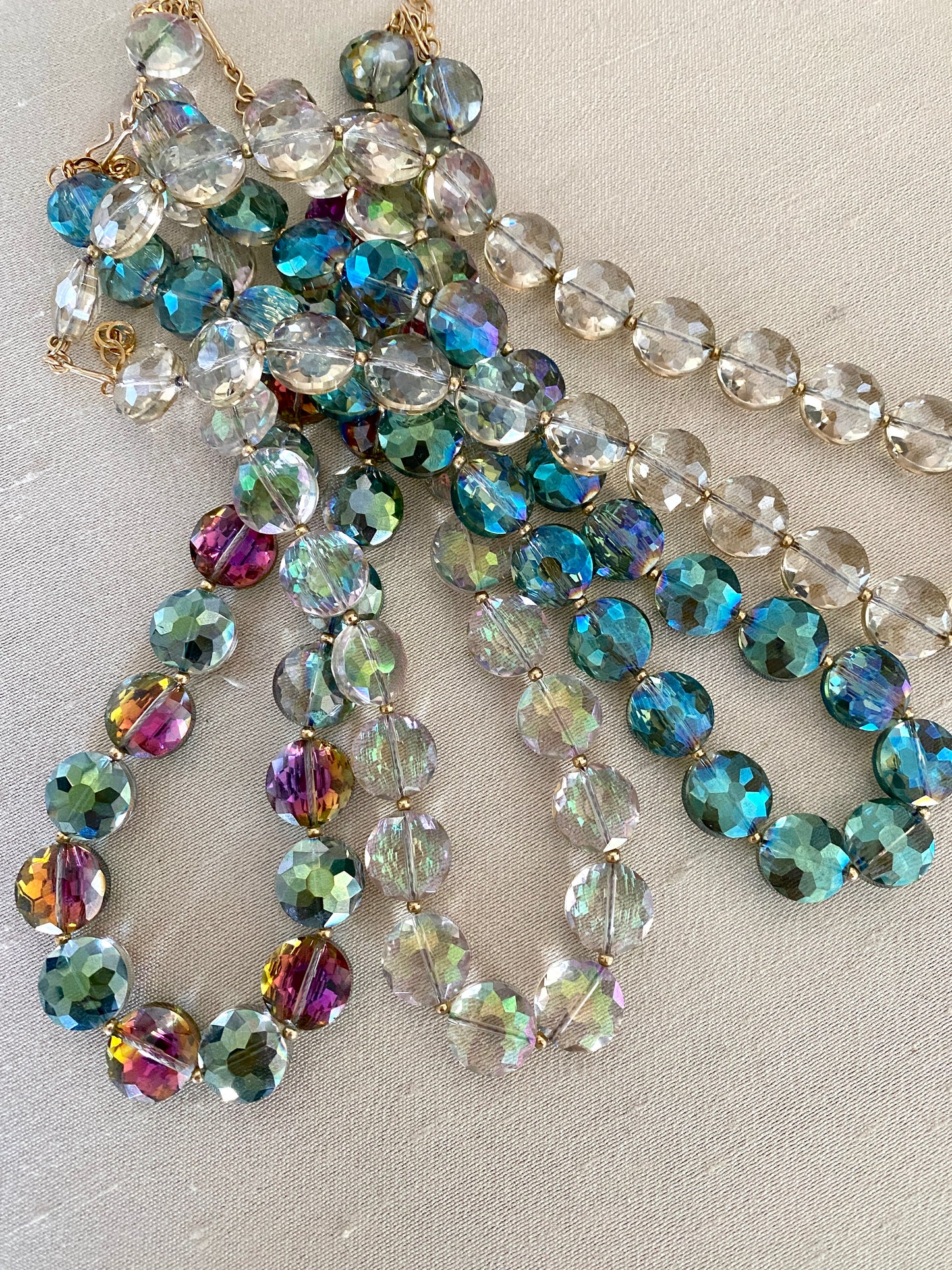 The Allegria necklace in Blue-Green and 14KT Goldfilled.