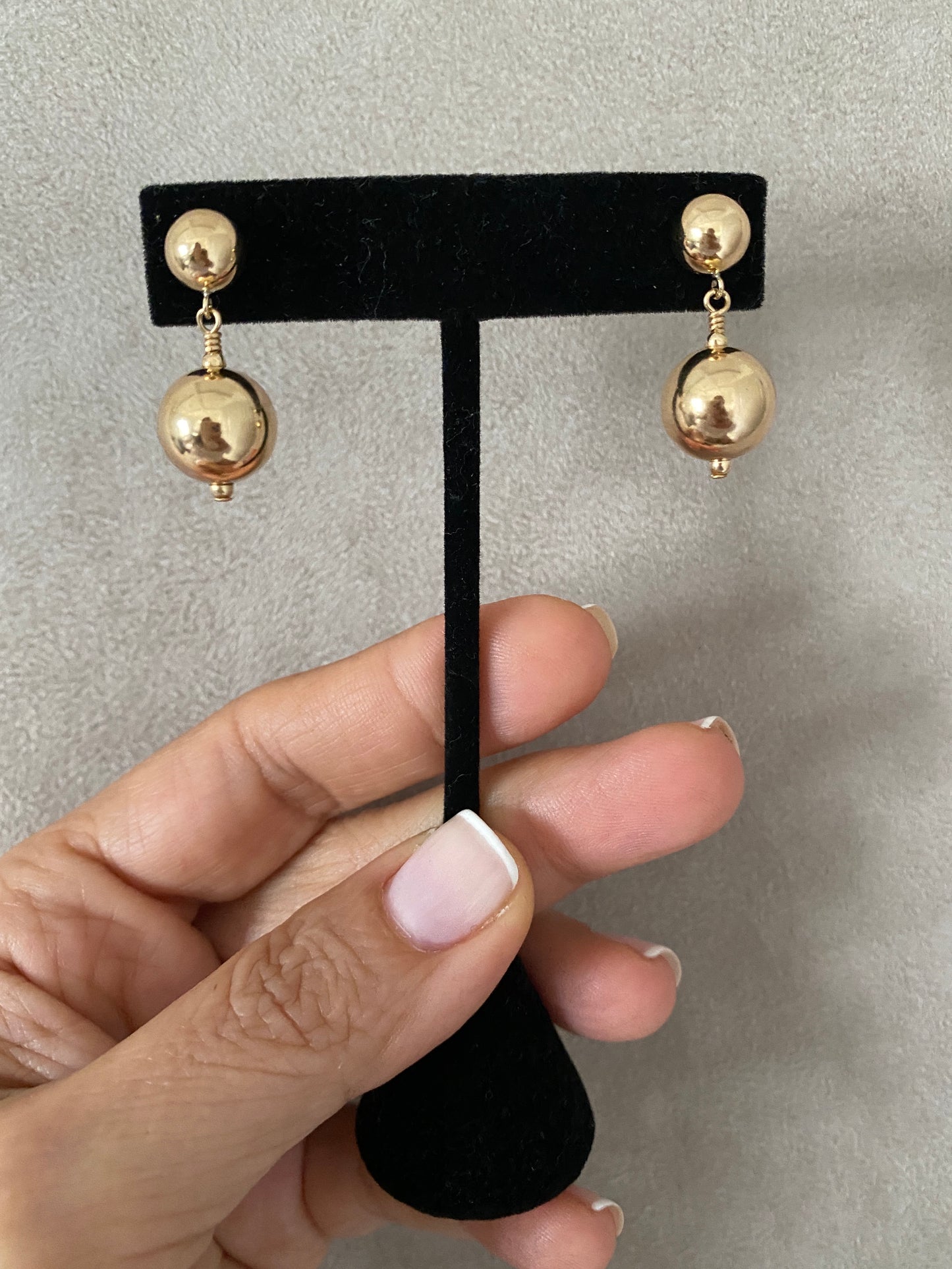 Palermo Double Ball drop earrings in 14Kt Gold filled.