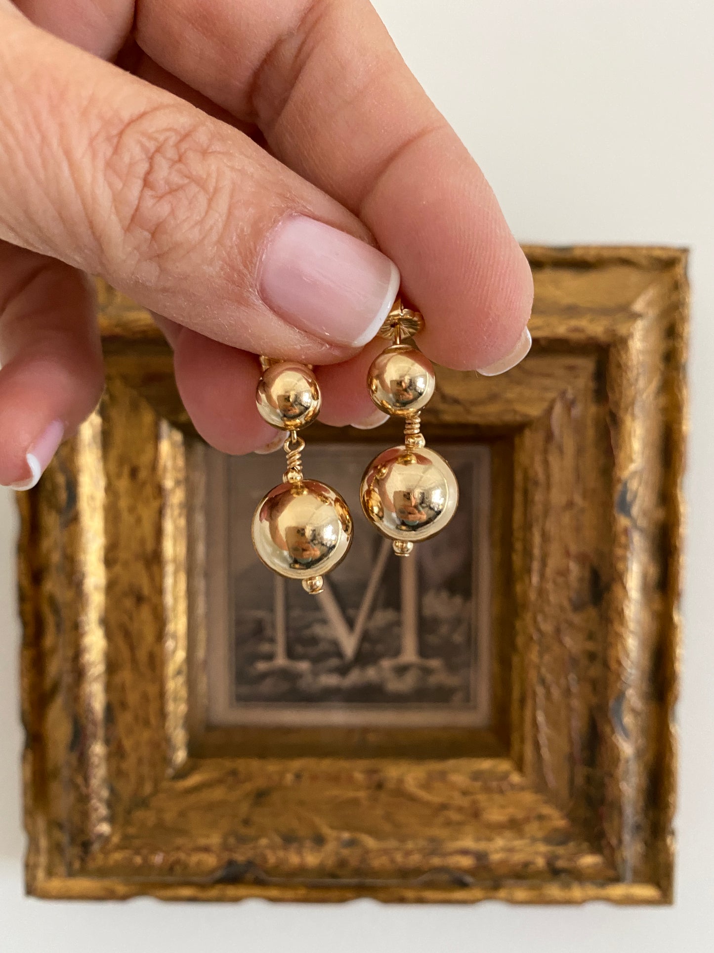 Palermo Double Ball drop earrings in 14Kt Gold filled.