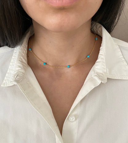 Isabella necklace with Turquoise beads in 14KT Goldfilled.