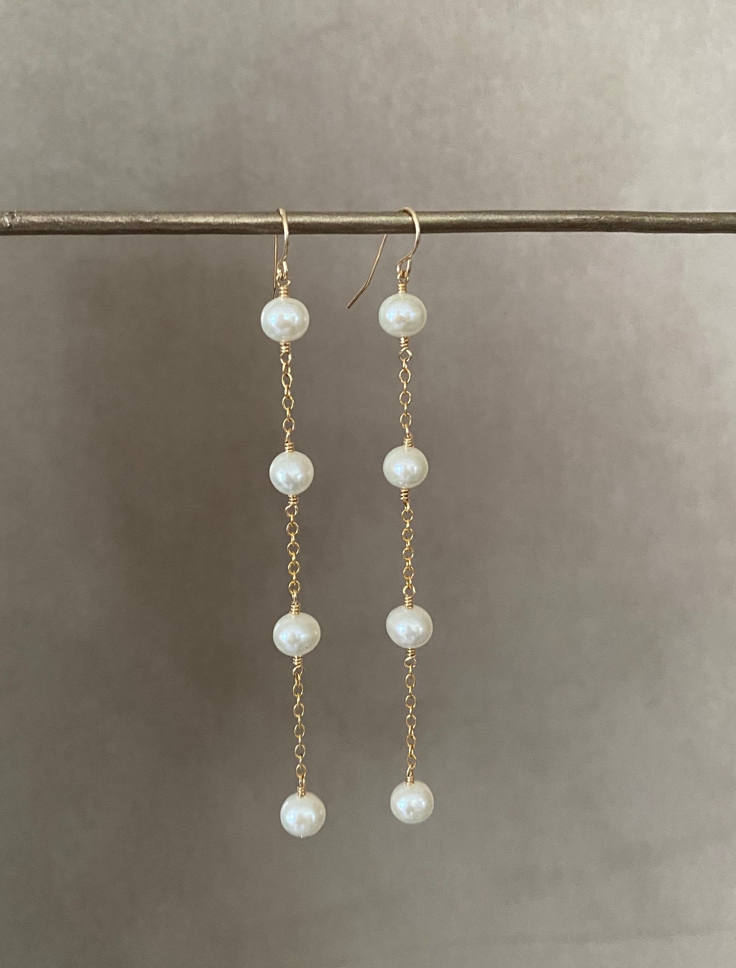 Vivienne four pearl drop earrings.