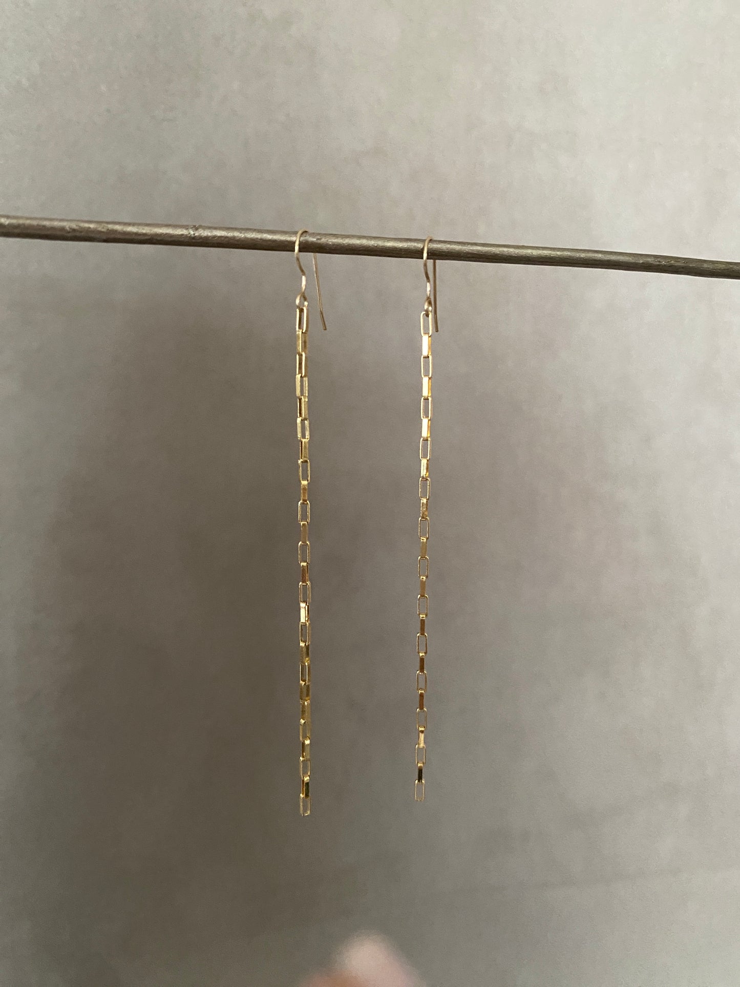 Marilyn 4” slinky long drop earrings in 14KT Gold filled.