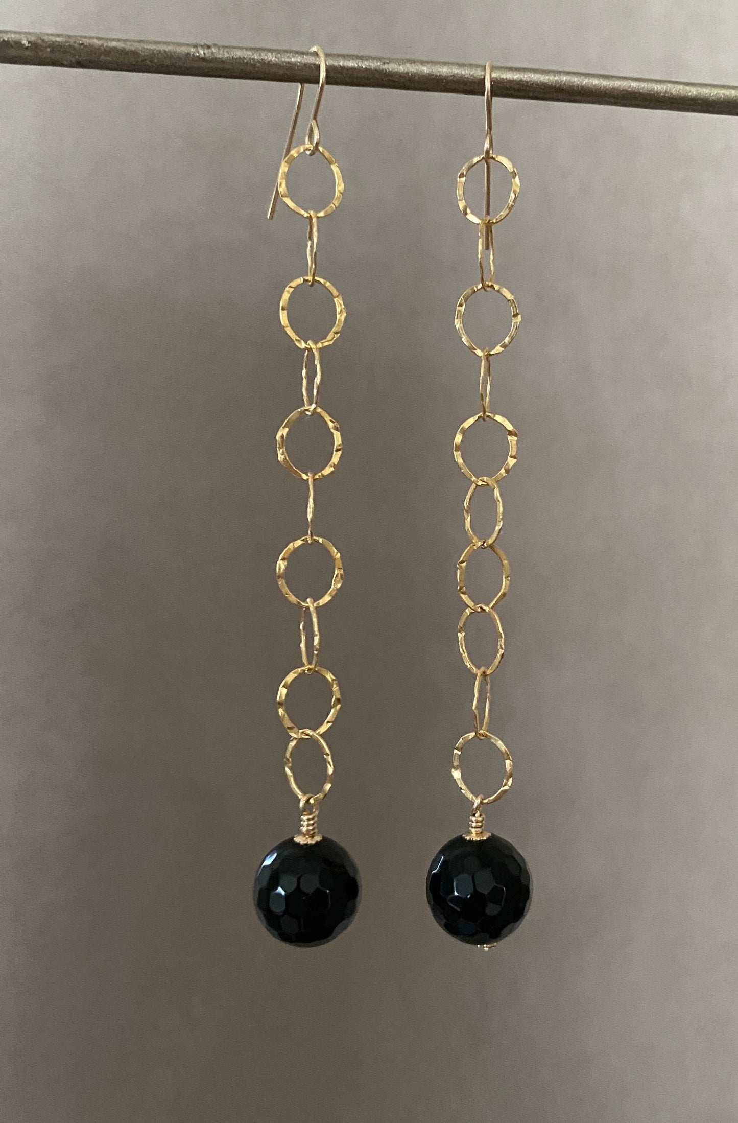 Valentina Onyx drop earrings in 14KT Gold filled.