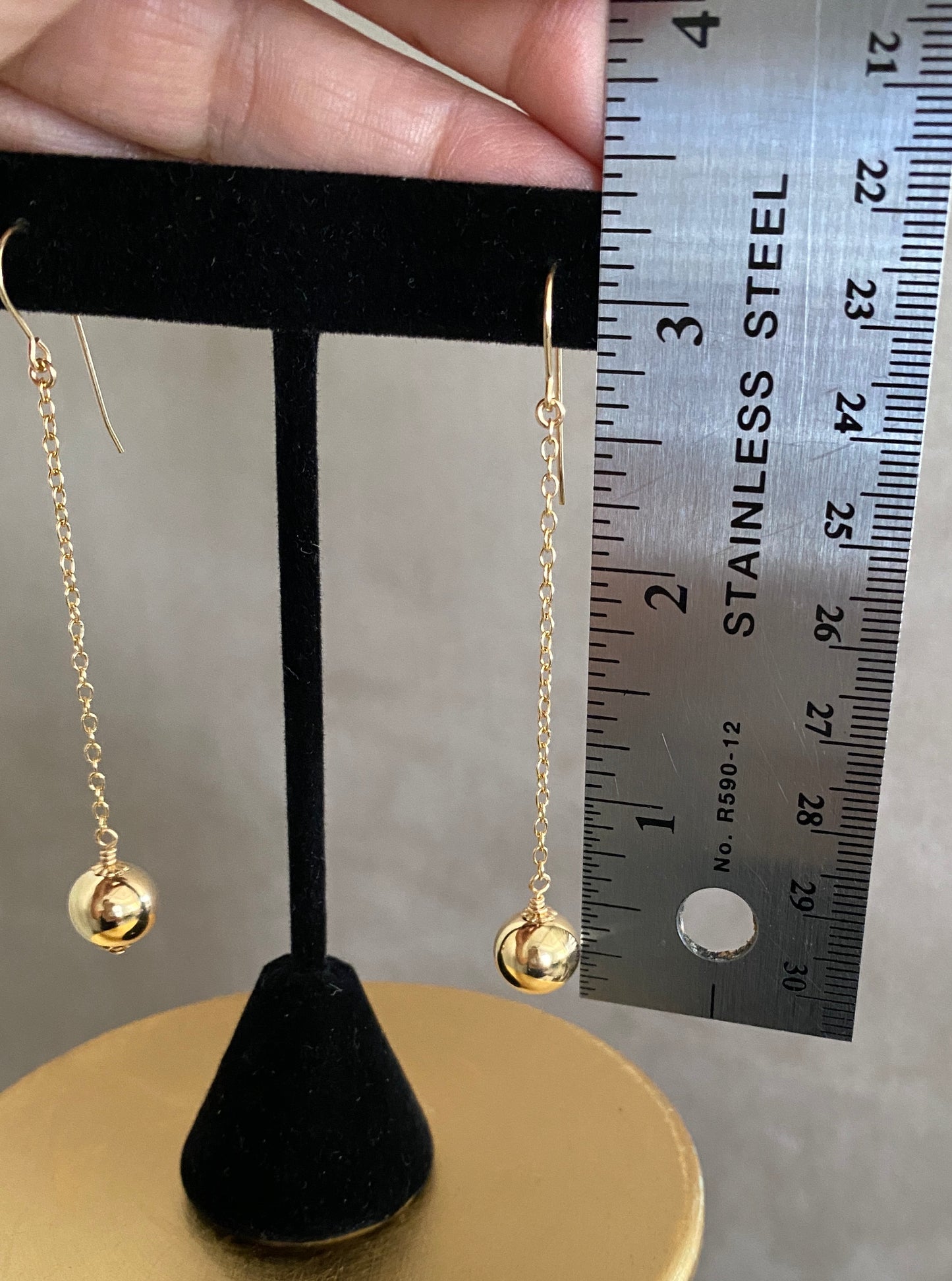 Palermo 10mm gold ball drop earrings in 14KT Gold filled.