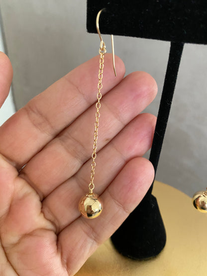 Palermo 10mm gold ball drop earrings in 14KT Gold filled.