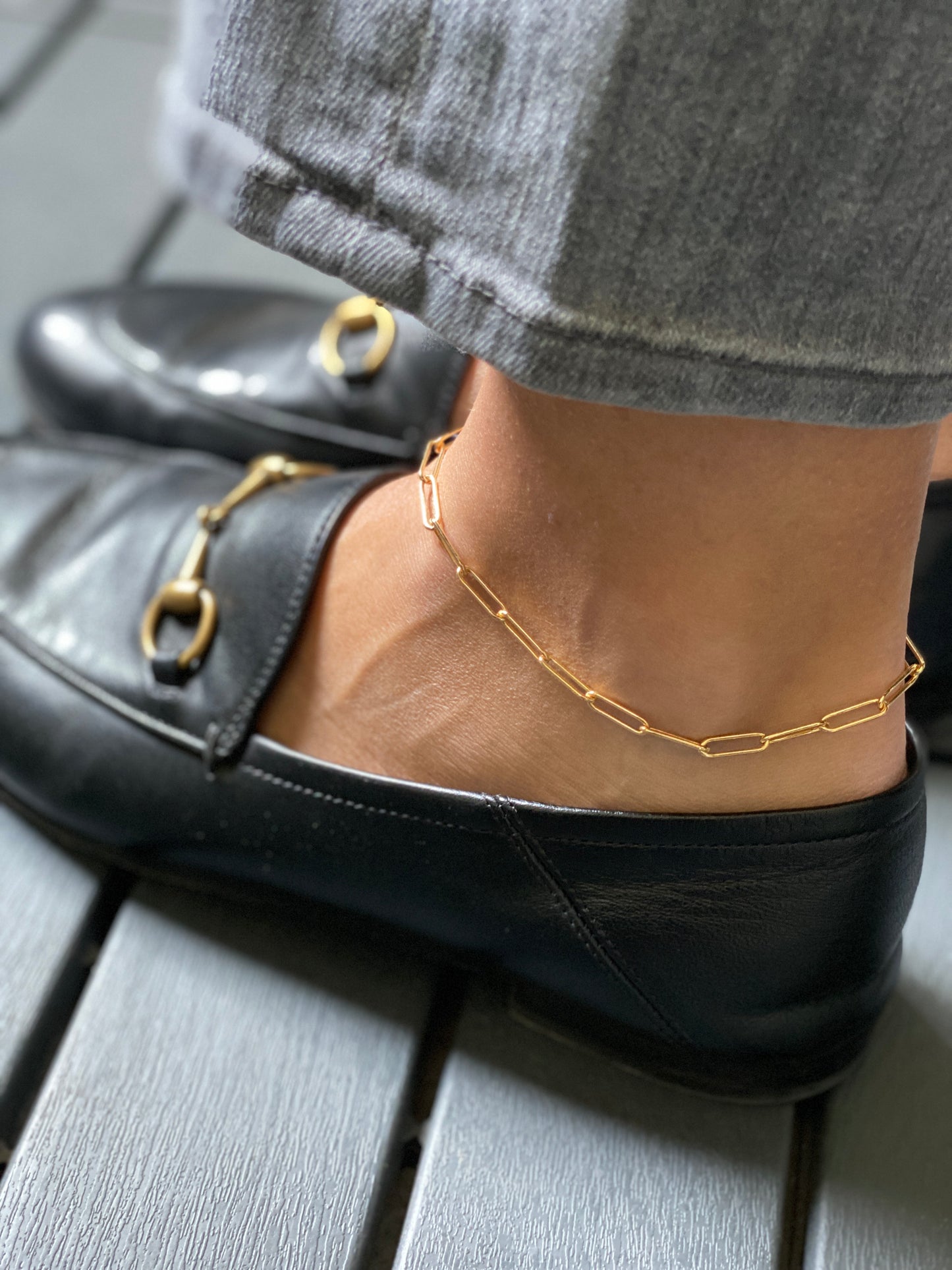 The Remy paperclip link anklet in 14KT Goldfilled