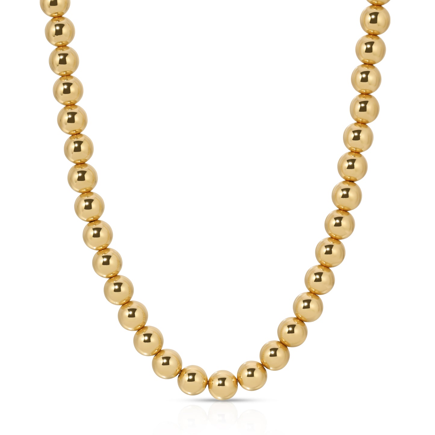 Palermo necklace in 6mm Gold beads on chain in 14KT Goldfilled.